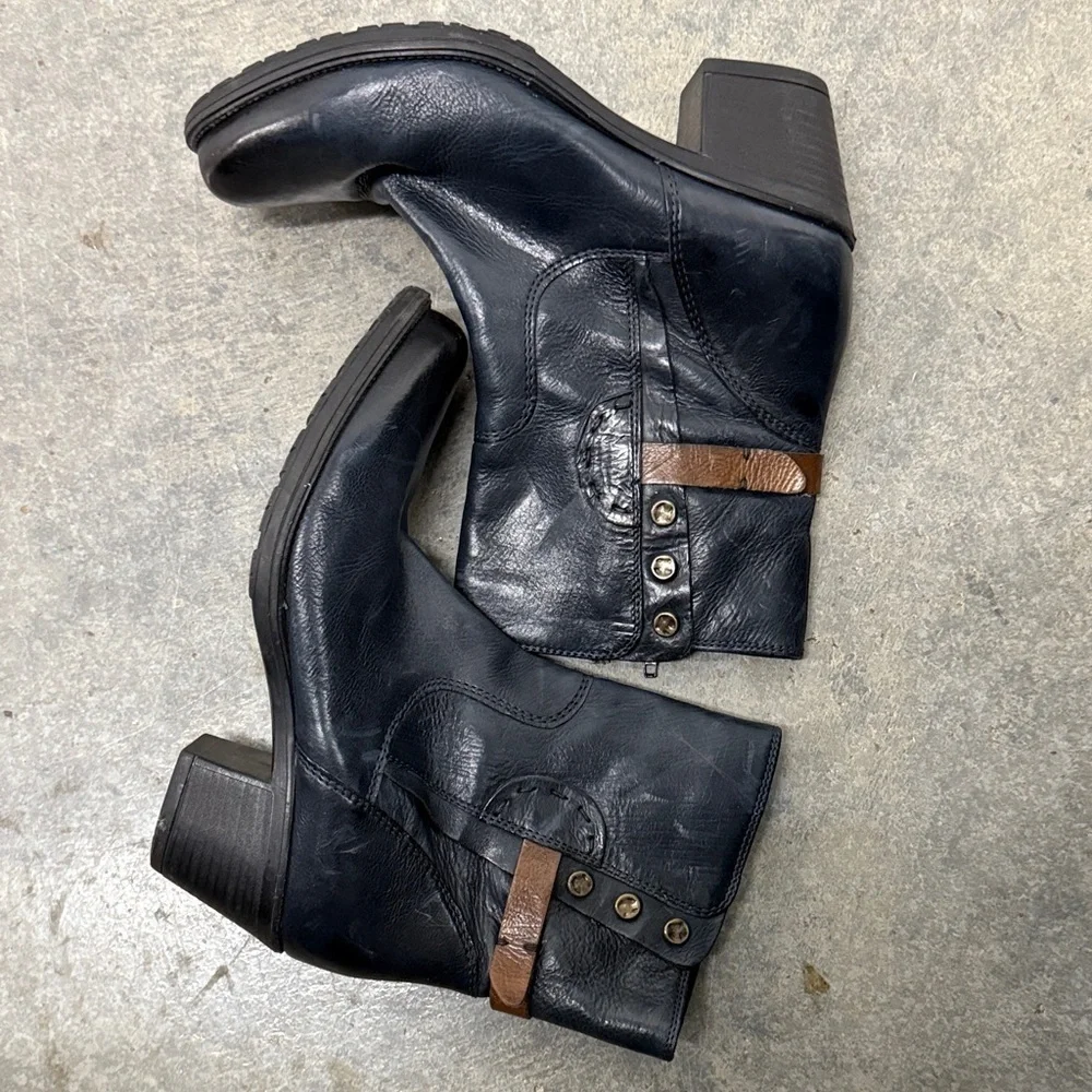 Clarks Dark Leather Ankle Booties